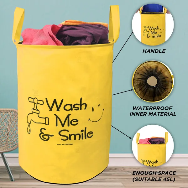 Foldable_Laundry_Bag_With_Net_LID_Capacity_45L_(Material-_Non-Wooven,_Color-_Yellow,_Size-17x14_Inches)