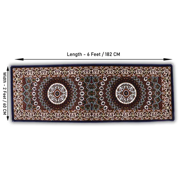 Luxury_Cube_Printed_Vintage_Persian_Bedside_Runner_Carpet_Rug_Anti_Skid_Backing_for_Home/Kitchen/Living_Area/Office_Entrance_(50_x_182_cm,_2_x_6_Feet_Multi)_Pack_of_1,_Wool_Blend_LC1507_Runner