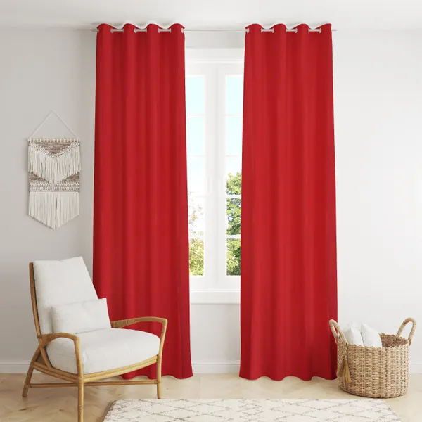 Luxury_Cube_Cotton_Curtains_for_Long_Door_9_Feet_Long_|_Medium_Window_Curtain_|_Yarn_Weaved_Parda_|_Modern_Parde_for_Living_Room_Bedroom_|_Screens_with_Eyelet_Ring_|Set_of_2_Color_Red