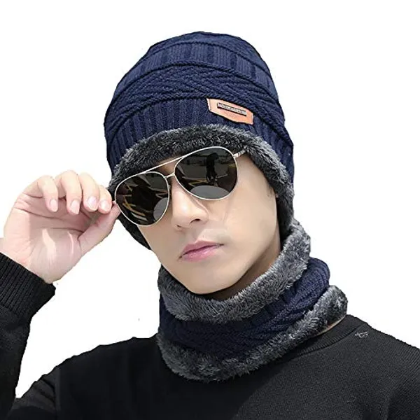 Blue_Mens_and_Women's_Snow_Proof_Inside_Fur_Wool_Cap_and_Neck_Warmer_Set_(Blue,_Free_Size)