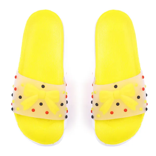 Yellow_Silicon_Strap_And_Pvc_Slip_On_Sliders_For_Women