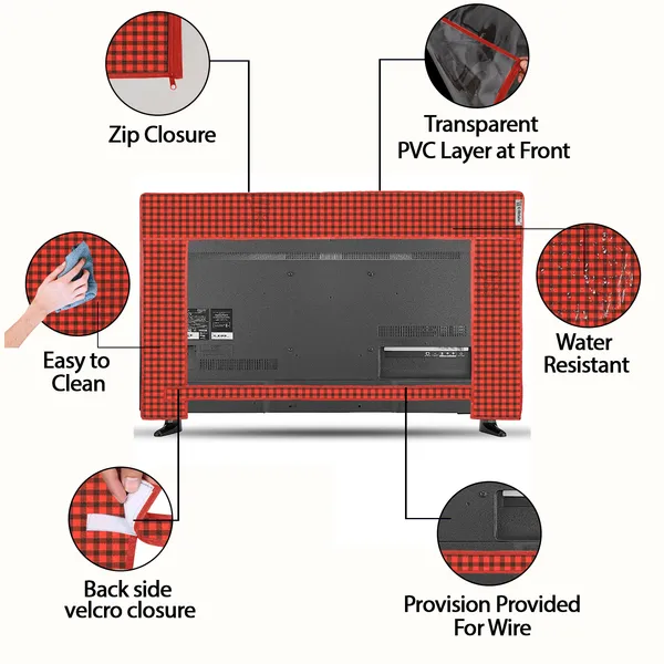 LCD/LED_T.V_Protector_Cover_For_26_Inch_Suitable_For_All_Major_Brands__(Material-_PVC,_Color-Red,_Size-25.5x3x17_Inches)
