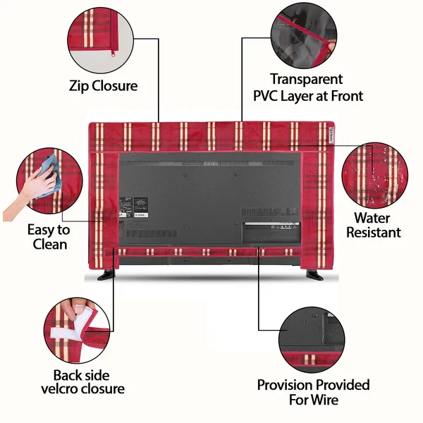 LCD/LED_T.V_Protector_Cover_For_26_Inch_Suitable_For_All_Major_Brands__(Material-_PVC,_Color-Red,_Size-25.5x3x17_Inches)