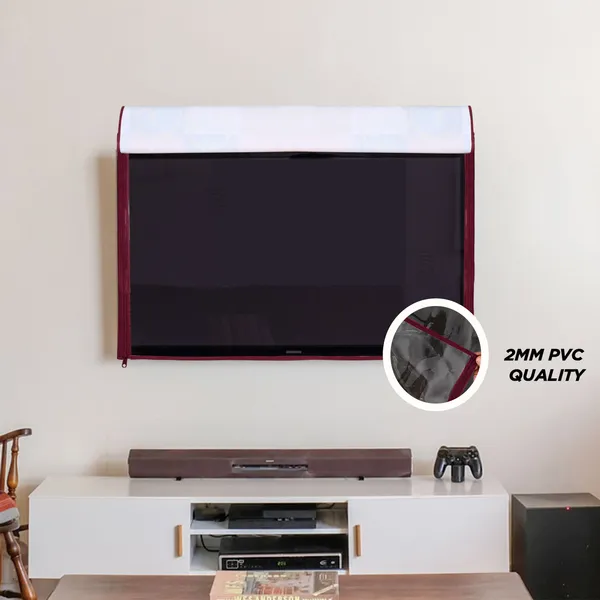 _LCD/LED_T.V_Protector_Cover_With_Zipper_Enclosure_For_42_Inch_Suitable_For_All_Major_Brands_&_Models_(Material-_PVC,_Color-Red,_Size-39x3x24_Inches)