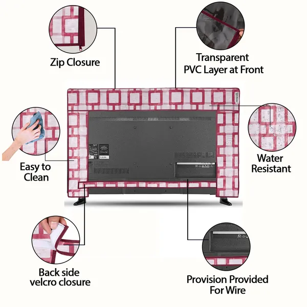 _LCD/LED_T.V_Protector_Cover_With_Zipper_Enclosure_For_42_Inch_Suitable_For_All_Major_Brands_&_Models_(Material-_PVC,_Color-Red,_Size-39x3x24_Inches)