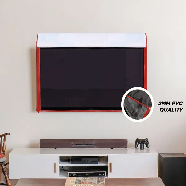 _LCD/LED_T.V_Protector_Cover_With_Zipper_Enclosure_For_42_Inch_Suitable_For_All_Major_Brands_&_Models_(Material-_PVC,_Color-Red,_Size-39x3x24_Inches)