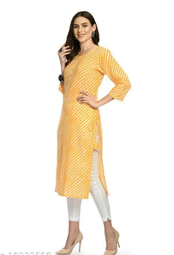 Mustard_Cotton_Lehriya_Print_Regular_Wear_Kurti