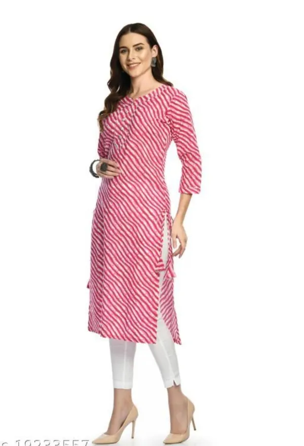 Pink_Cotton_Lehriya_Print_Regular_Wear_Kurti
