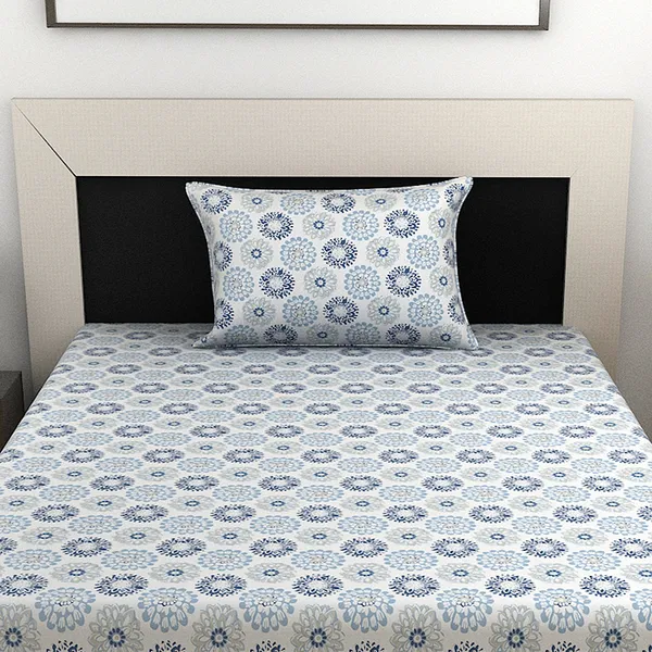 100%_Cotton_120_TC_Dahila_Single_Bedsheet_2_Pillow_Covers,_Dutch_Blue