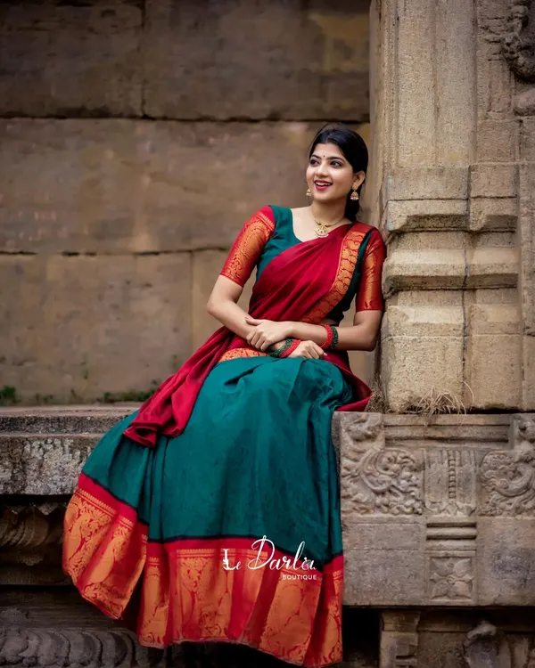 Rama_Kanjivaram_Soft_Silk_Wedding_&_Party_Wear_Half_Saree_&_Unstiched_Blouse_For_Women
