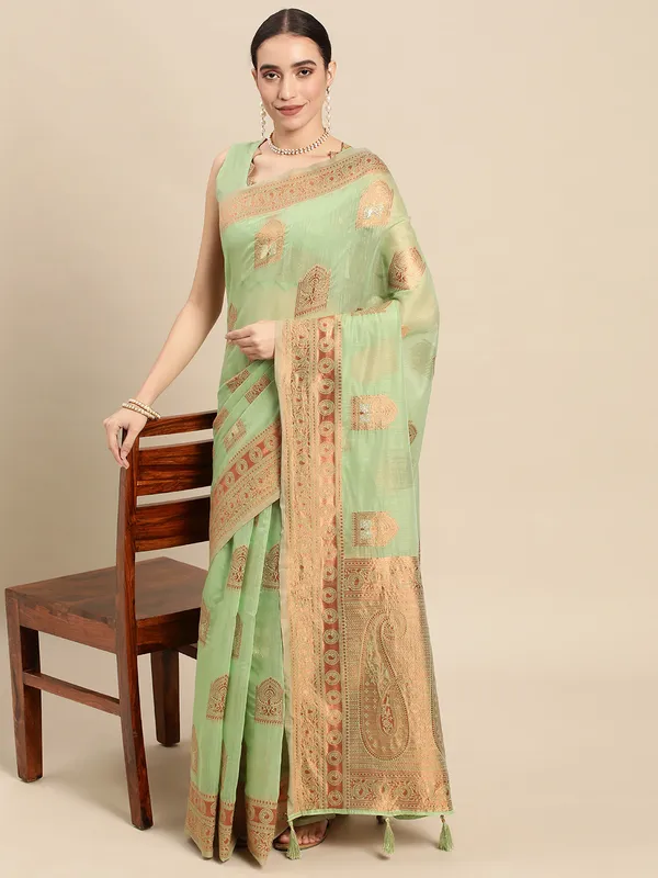 Pure_linen_fancy_saree_with_Unstitched_Blouse