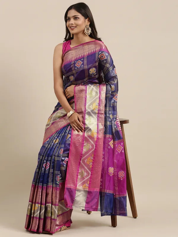 Blue_Art_Silk_Banarasi_Sarees_For_Women