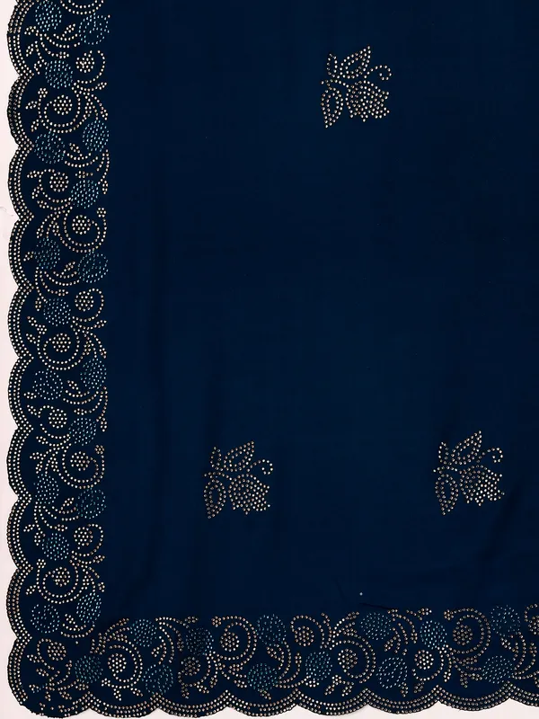 Air_Force_Blue_Metallic_Silk_Saree_With_Unstitched_Blouse_For_Women
