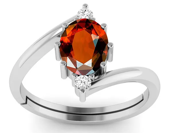 LMDPRAJAPATIS S Gomed Hessonite or ratti Stone Silver