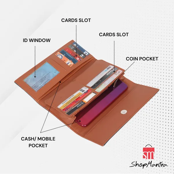 Women'S_Wallet_Unique_Print_Clutch_Vegan_Leather_11_Cards_1_Id_Slot_2_Notes_And_1_Coin_Compartment_Key_Holder_Magnetic_Closure_Ethnic_Pattern
