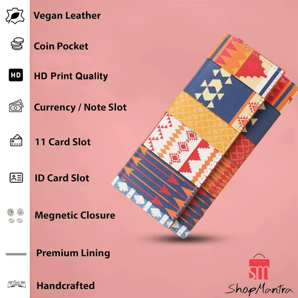 Abstract_Triangle_Pattern_Faux_Leather_Printed_Women'S_Wallet