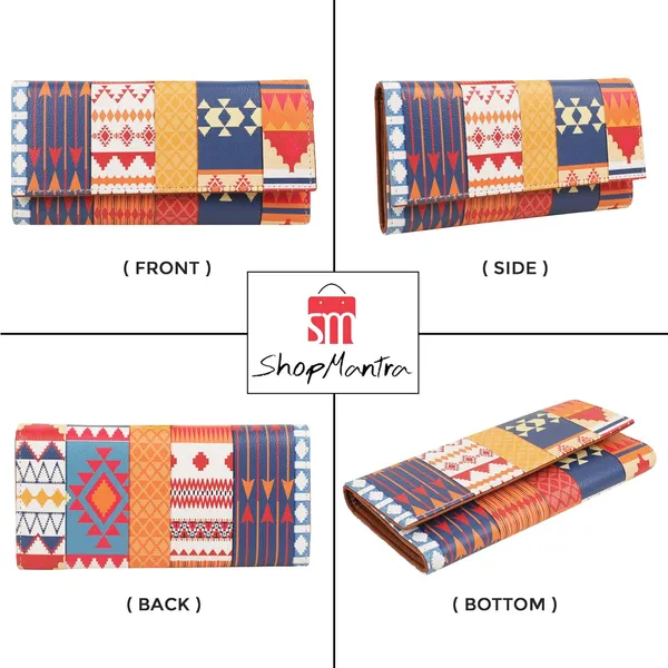 Abstract_Triangle_Pattern_Faux_Leather_Printed_Women'S_Wallet