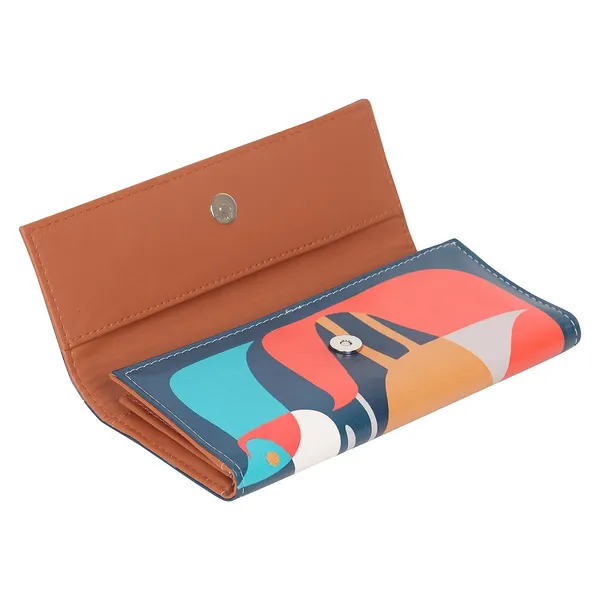 Wallet_For_Women'S_Clutch_Vegan_Leather_11_Cards_1_Id_Slot_2_Notes_&_1_Coin_Compartment_Magnetic_Closure_Flock_Of_Birds_Pattern.