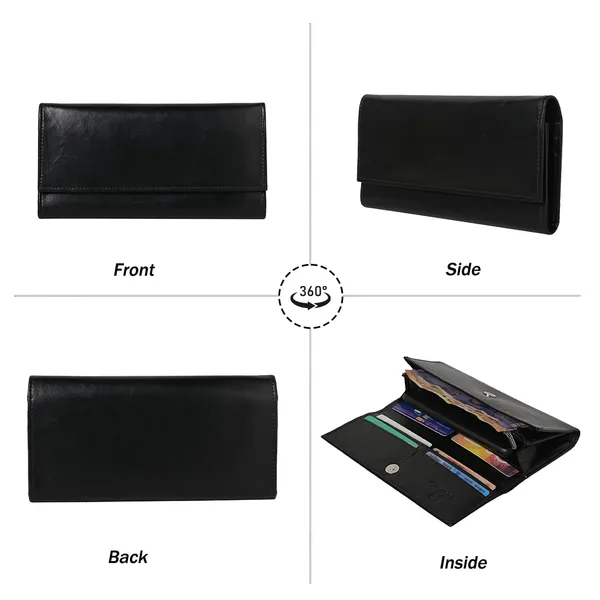 Black_Wallet_For_Women'S_Clutch_Ladies_Purse_Vegan_Leather_Holds_Upto_6_Cards_2_Notes_And_1_Coin_Compartment_Magnetic_Closure