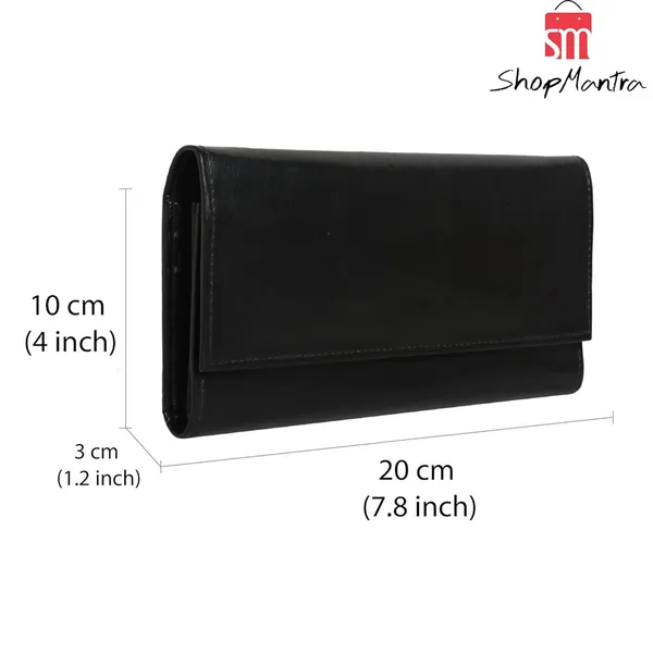 Black_Wallet_For_Women'S_Clutch_Ladies_Purse_Vegan_Leather_Holds_Upto_6_Cards_2_Notes_And_1_Coin_Compartment_Magnetic_Closure
