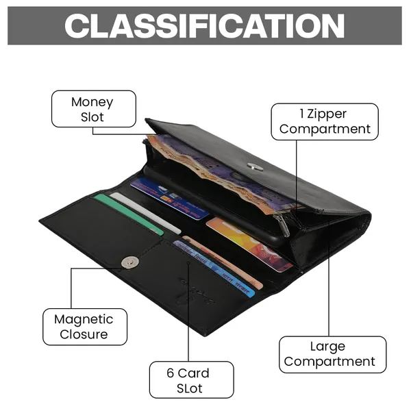 Black_Wallet_For_Women'S_Clutch_Ladies_Purse_Vegan_Leather_Holds_Upto_6_Cards_2_Notes_And_1_Coin_Compartment_Magnetic_Closure