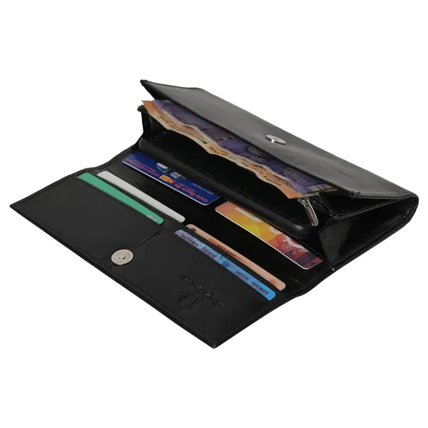 Black_Wallet_For_Women'S_Clutch_Ladies_Purse_Vegan_Leather_Holds_Upto_6_Cards_2_Notes_And_1_Coin_Compartment_Magnetic_Closure