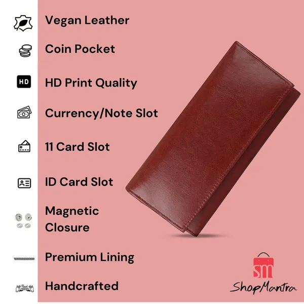 Bright_Cherry_Bi-Fold_Cherry_Vegan_Leather_Clucth_Wallet_For_Women'S_Ladies_Purse_With_Multiple_Cards_2_Notes_And_1_Coin_Compartment_Magnetic_Closure