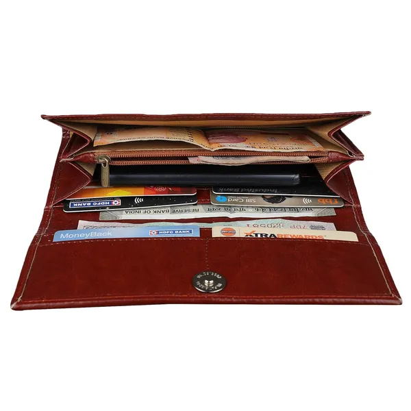 Bright_Cherry_Bi-Fold_Cherry_Vegan_Leather_Clucth_Wallet_For_Women'S_Ladies_Purse_With_Multiple_Cards_2_Notes_And_1_Coin_Compartment_Magnetic_Closure