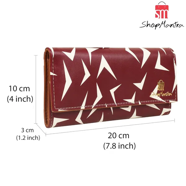 Maroon_Wallet_For_Women'S_Clutch_Vegan_Leather_11_Cards_1_Id_Slot_2_Notes_And_1_Coin_Compartment_Magnetic_Closure