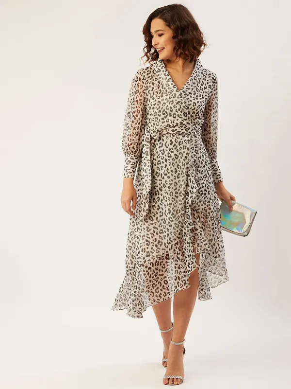 White_Chiffon_Wrap_Dress_For_Women