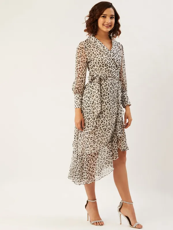 White_Chiffon_Wrap_Dress_For_Women