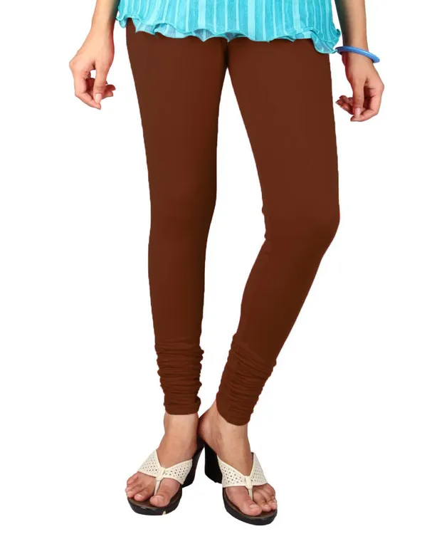 Brown_Cotton_Lycra_V-Cut_Solid_4_Way_Stretchable_Brown_Churidar_Leggings_For_Women