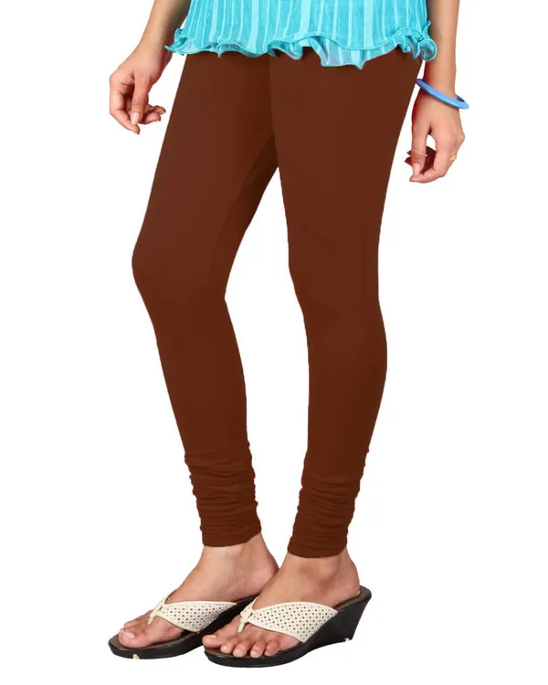 Brown_Cotton_Lycra_V-Cut_Solid_4_Way_Stretchable_Brown_Churidar_Leggings_For_Women