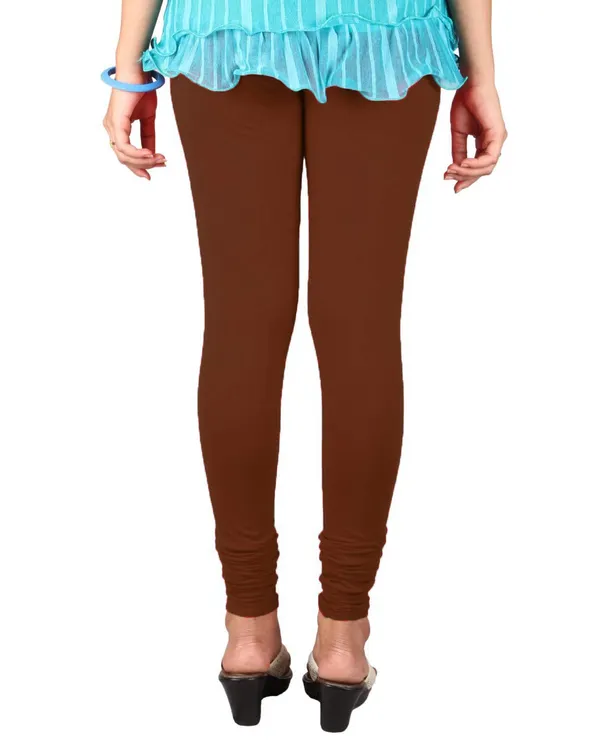 Brown_Cotton_Lycra_V-Cut_Solid_4_Way_Stretchable_Brown_Churidar_Leggings_For_Women