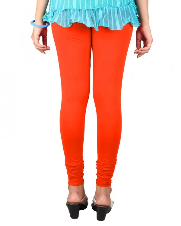 Orange_Stretchable_Cotton_Lycra_V-Cut_Solid_Premium_Four_Way_Churidar_Leggings_For_Womens_And_Girls