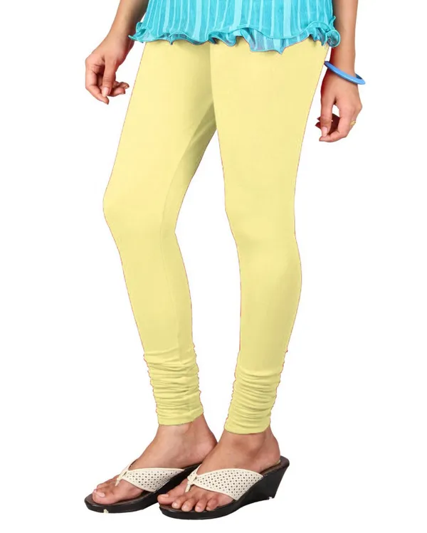Cream_Stretchable_Cotton_Lycra_V-Cut_Solid_Premium_Four_Way_Churidar_Leggings_For_Womens_And_Girls