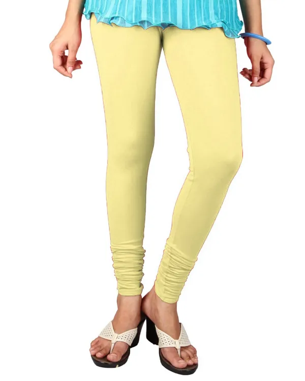 Cream_Stretchable_Cotton_Lycra_V-Cut_Solid_Premium_Four_Way_Churidar_Leggings_For_Womens_And_Girls