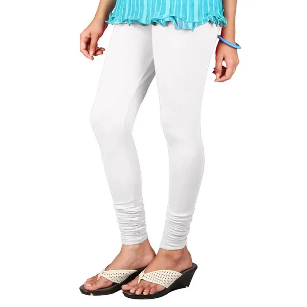 White_Stretchable_Cotton_Lycra_V-Cut_Solid_Premium_Four_Way_Churidar_Leggings_For_Womens_And_Girls