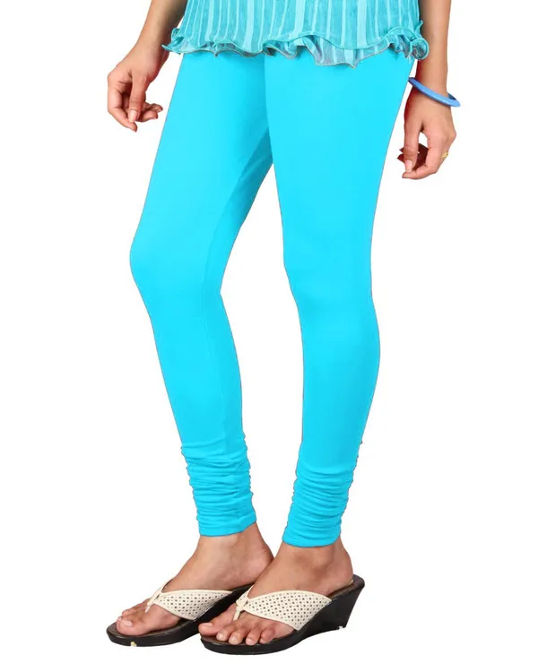 Sky_Blue_Stretchable_Cotton_Lycra_V-Cut_Solid_Premium_Four_Way_Churidar_Leggings_For_Womens_And_Girls