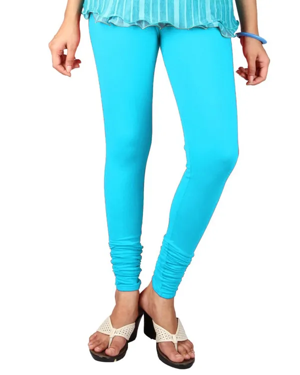 Sky_Blue_Stretchable_Cotton_Lycra_V-Cut_Solid_Premium_Four_Way_Churidar_Leggings_For_Womens_And_Girls