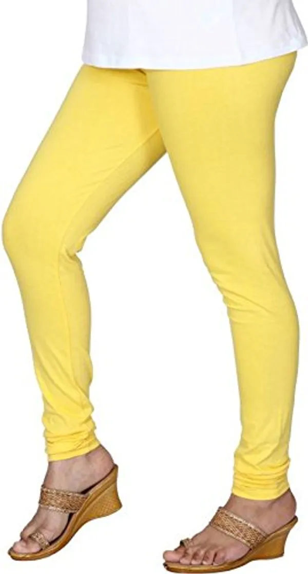 Yellow_Stretchable_Cotton_Lycra_V-Cut_Solid_Premium_Four_Way_Churidar_Leggings_For_Womens_And_Girls