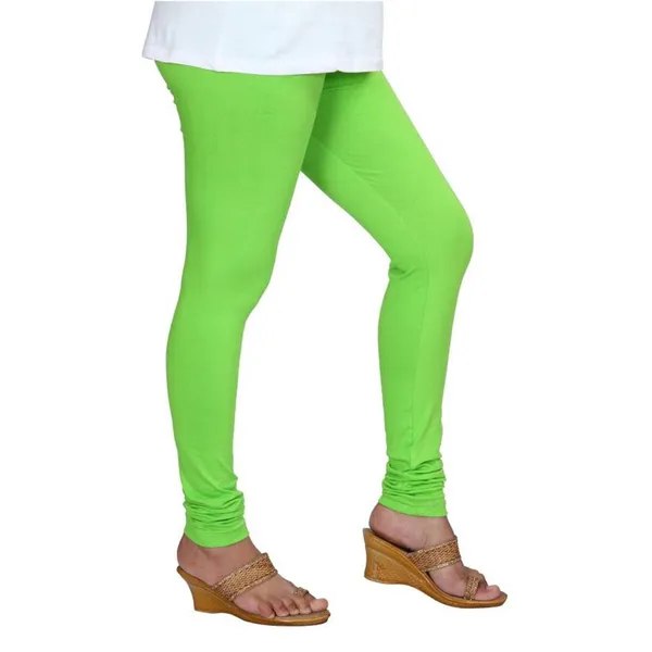 Fluorescent_Green_Stretchable_Cotton_Lycra_V-Cut_Solid_Premium_Four_Way_Churidar_Leggings_For_Womens_And_Girls