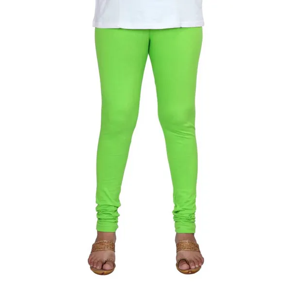 Fluorescent_Green_Stretchable_Cotton_Lycra_V-Cut_Solid_Premium_Four_Way_Churidar_Leggings_For_Womens_And_Girls