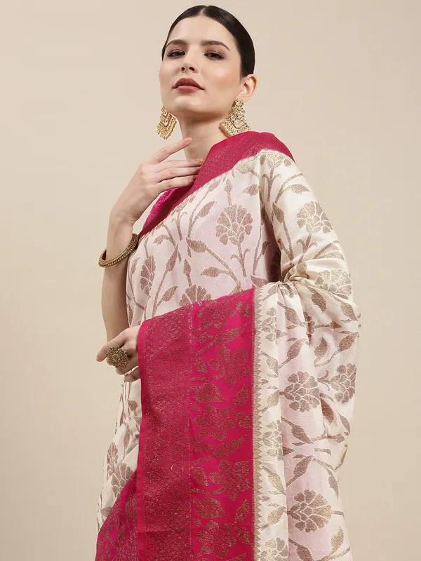 Beige_Dupion_Silk_Banarasi_Sarees_For_Women
