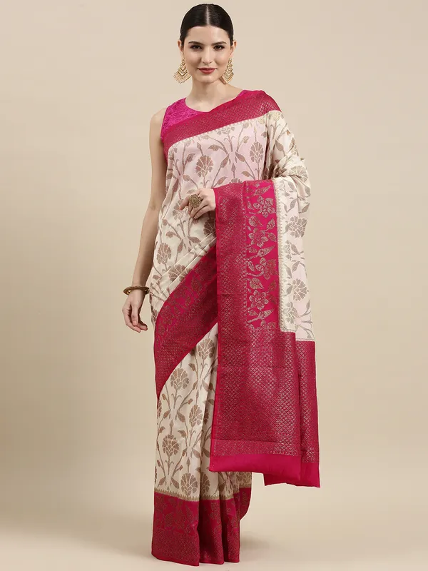 Beige_Dupion_Silk_Banarasi_Sarees_For_Women