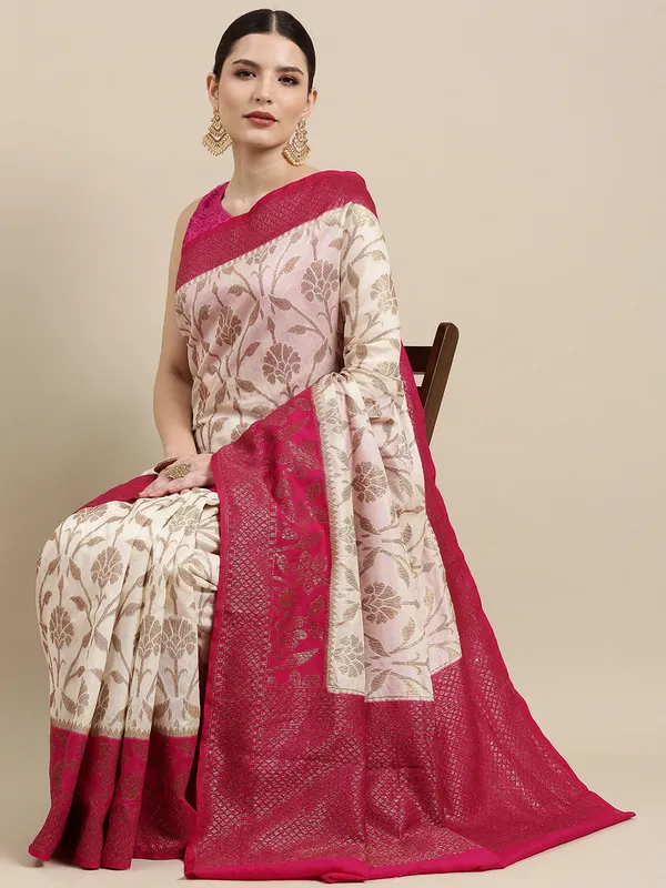 Beige_Dupion_Silk_Banarasi_Sarees_For_Women