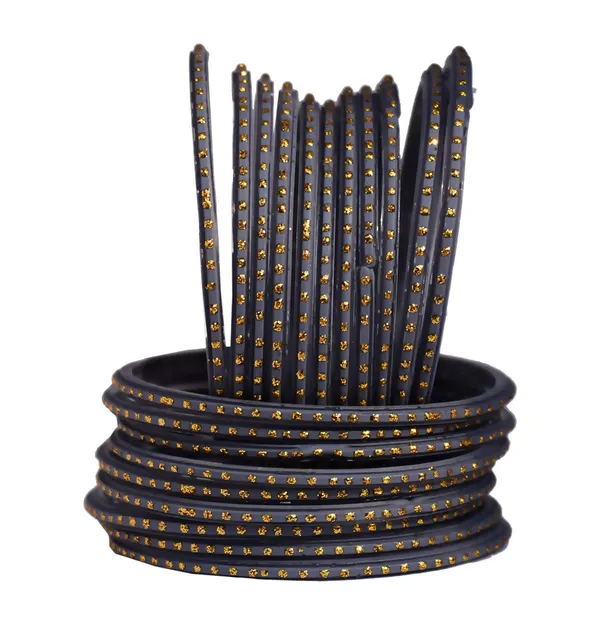 Glass_Bangles_for_Women_&_Girls_Chudi_Set_Grey_Golden_Dot_With_Glossy_Finished_(Pack_of_24)
