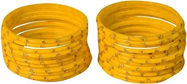 Beautiful_Elegant_Yellow_Glass_Bangles_Chudi_Set_Golden_Zari_Dot_For_Women_And_Girls_With_Glossy_Finished_(Pack_of_24)