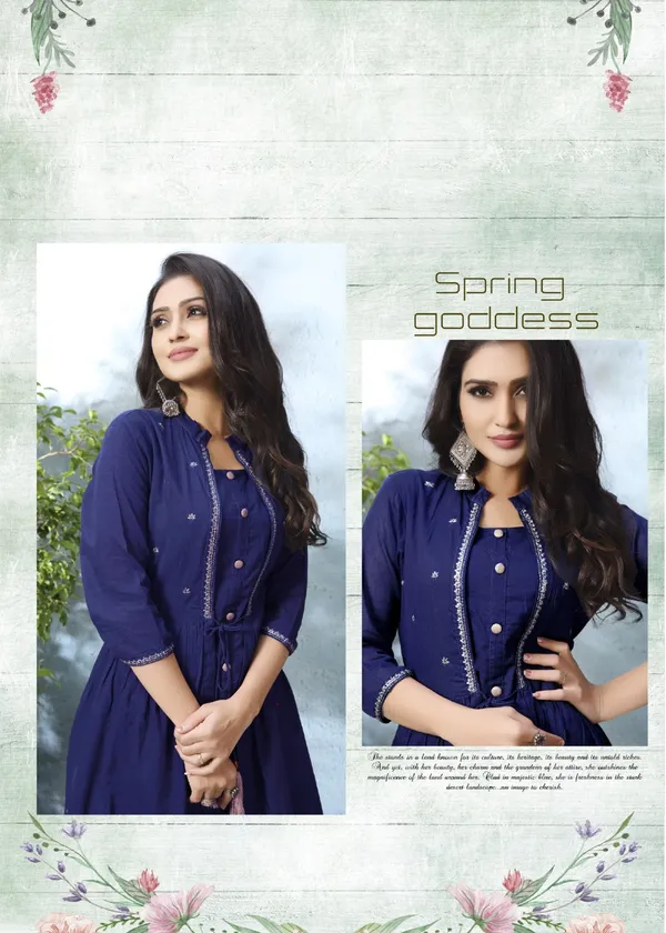 Dark_Blue_Designer_Kurti_With_Stylish_Shrug