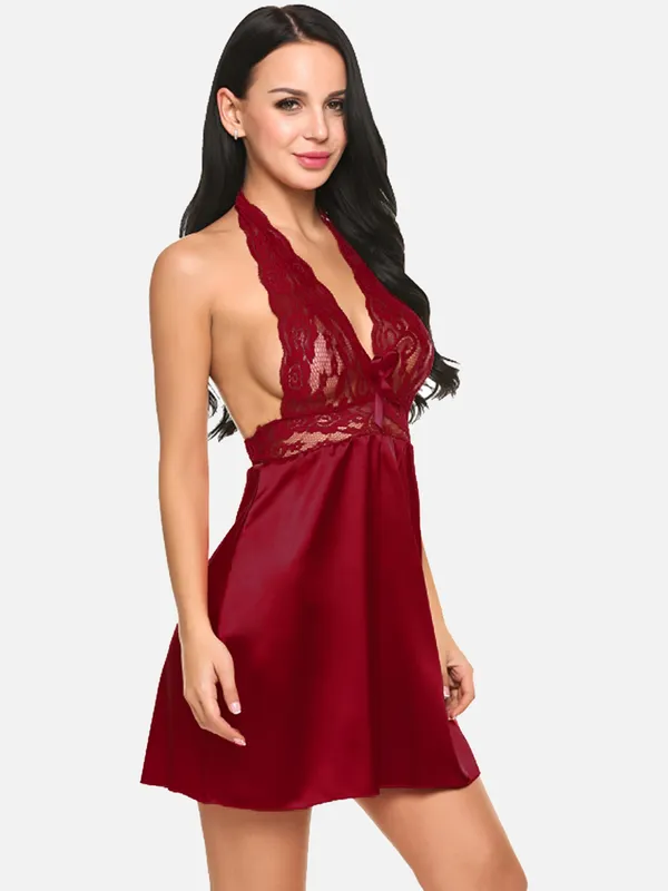 https://d1311wbk6unapo.cloudfront.net/NushopCatalogue/tr:f-webp,w-600,fo-auto/Laquenie®_Women_Satin_Lace_Halter_Neck_Backless_Above_Knee_Babydoll_Lingerie__Maroon_QBVJKT7GLO_2023-02-19_1.jpg__LAQUENIE